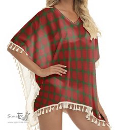 ScotsTee Shop Scottish McDonald of Sleat Tartan Square Fringed Shawl