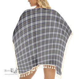 ScotsTee Shop Scottish Stewart Dress Blue Tartan Square Fringed Shawl