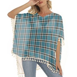 ScotsTee Shop Scottish Thompson Dress Blue Ancient Tartan Square Fringed Shawl