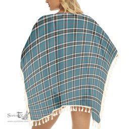ScotsTee Shop Scottish Thompson Dress Blue Ancient Tartan Square Fringed Shawl