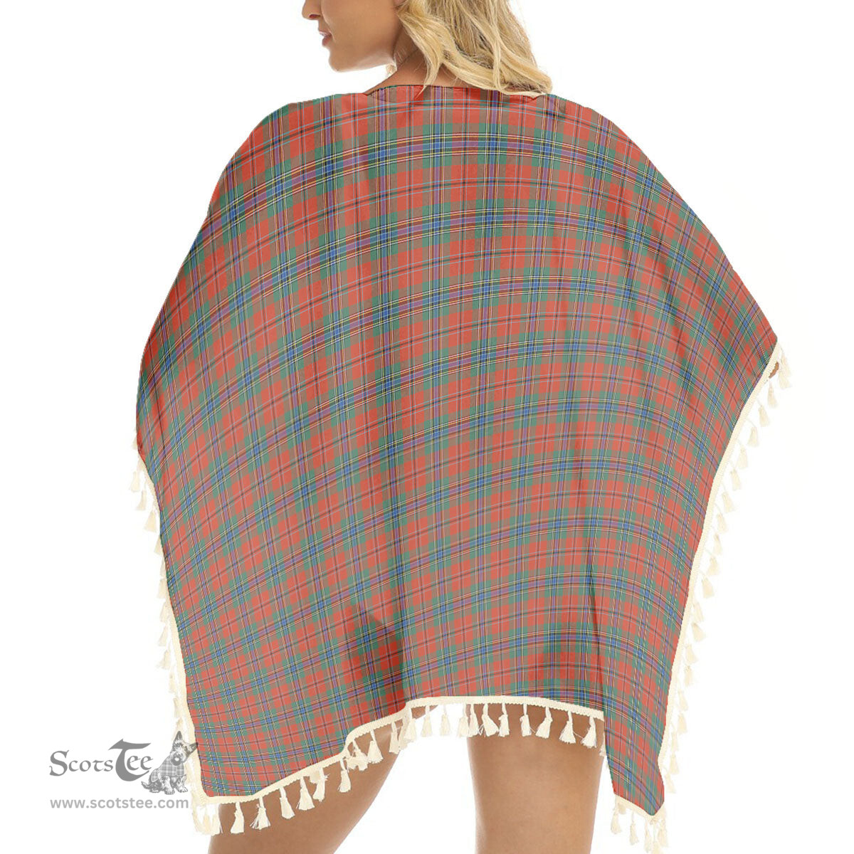 ScotsTee Shop Scottish McLean of Duart Ancient Tartan Square Fringed Shawl