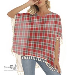ScotsTee Shop Scottish McLean of Duart Dress Red Tartan Square Fringed Shawl