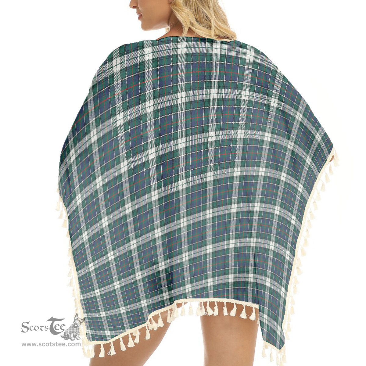 ScotsTee Shop Scottish MacInnes Dress Modern Tartan Square Fringed Shawl