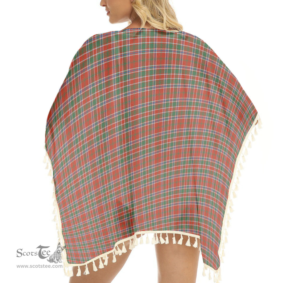 ScotsTee Shop Scottish McDonald of Lochmaddy Ancient Tartan Square Fringed Shawl