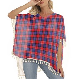 ScotsTee Shop Scottish Graham of Menteith Red Tartan Square Fringed Shawl