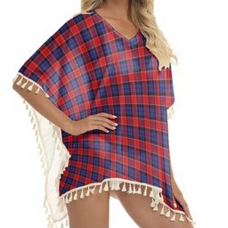 ScotsTee Shop Scottish Graham of Menteith Red Tartan Square Fringed Shawl