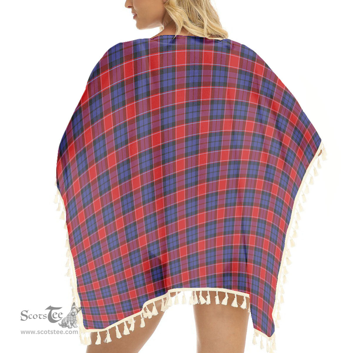 ScotsTee Shop Scottish Graham of Menteith Red Tartan Square Fringed Shawl