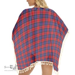 ScotsTee Shop Scottish Graham of Menteith Red Tartan Square Fringed Shawl