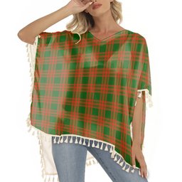 ScotsTee Shop Scottish Menzies Green Modern Tartan Square Fringed Shawl
