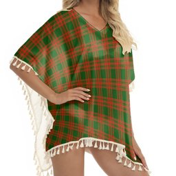 ScotsTee Shop Scottish Menzies Green Modern Tartan Square Fringed Shawl