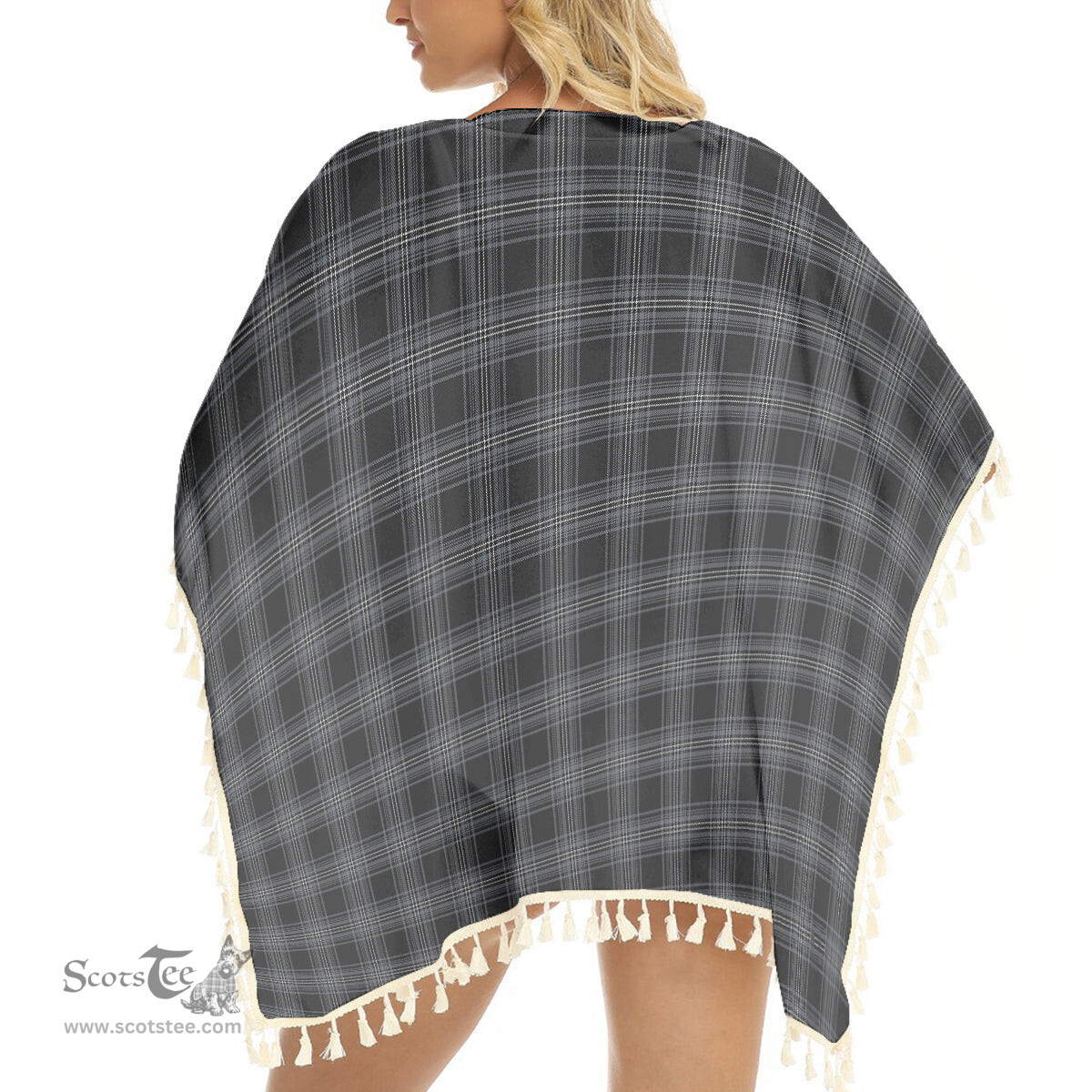 ScotsTee Shop Scottish Stewart Mourning Originaux Modern Clan Tartan Square Fringed Shawl
