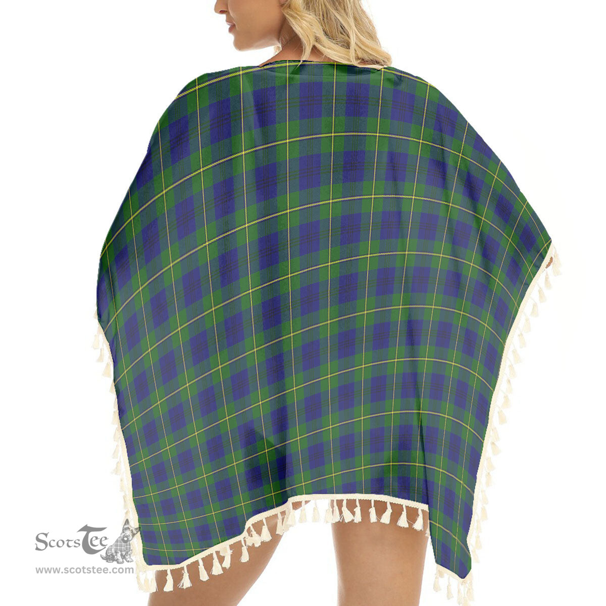 ScotsTee Shop Scottish Johnston of Caskieben Modern Tartan Square Fringed Shawl