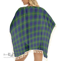 ScotsTee Shop Scottish Johnston of Caskieben Modern Tartan Square Fringed Shawl