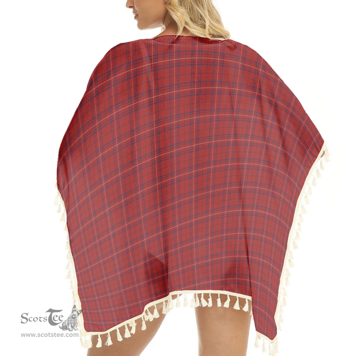 ScotsTee Shop Scottish Rose of Kilravock Tartan Square Fringed Shawl