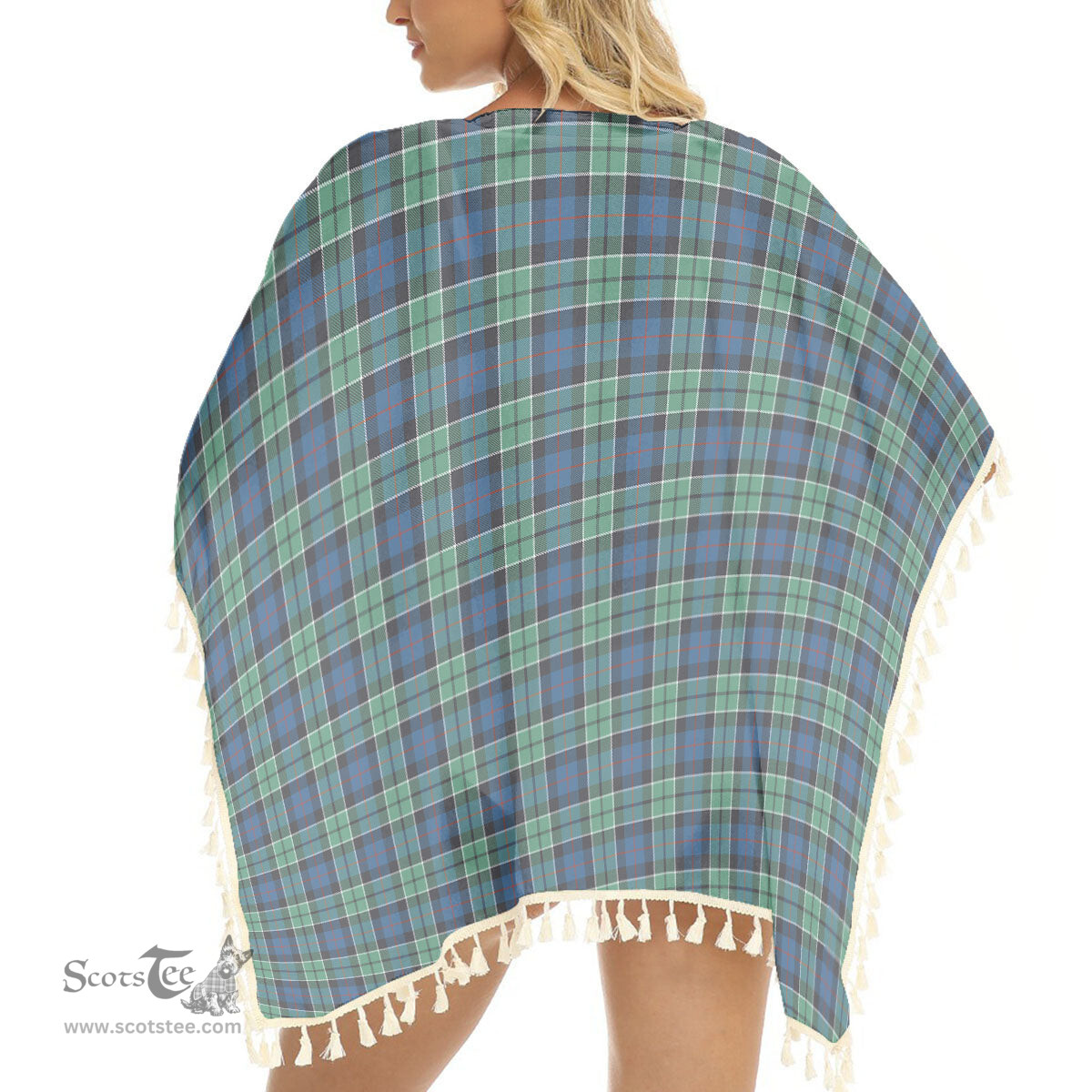 ScotsTee Shop Scottish Leslie Hunting Ancient SC Tartan Square Fringed Shawl
