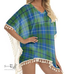 ScotsTee Shop Scottish Wishart Hunting Ancient Clan Tartan Square Fringed Shawl