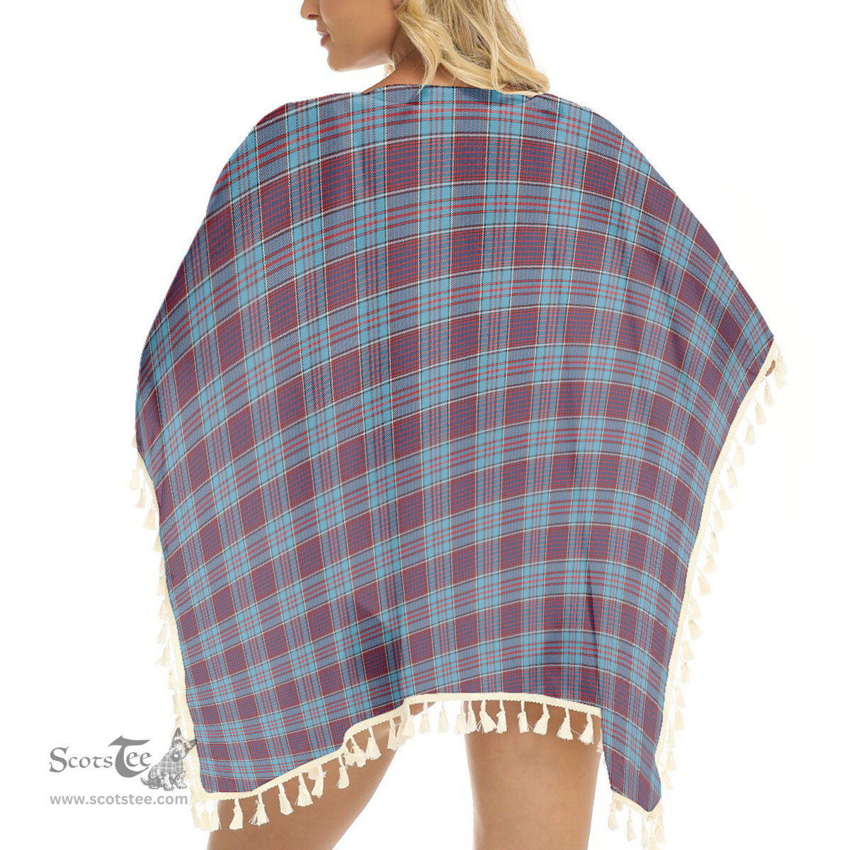 ScotsTee Shop Scottish Royal Canadian Air Force Modern Tartan Square Fringed Shawl
