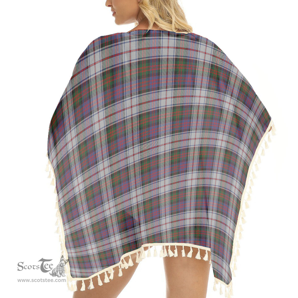 ScotsTee Shop Scottish McDonald Dress Modern Tartan Square Fringed Shawl