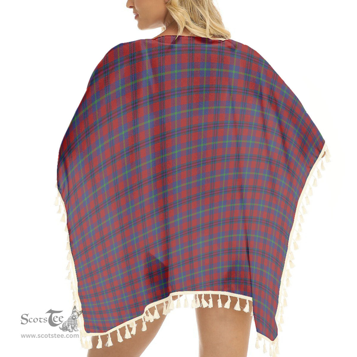 ScotsTee Shop Scottish Nicolson of Tiree & Coll Tartan Square Fringed Shawl