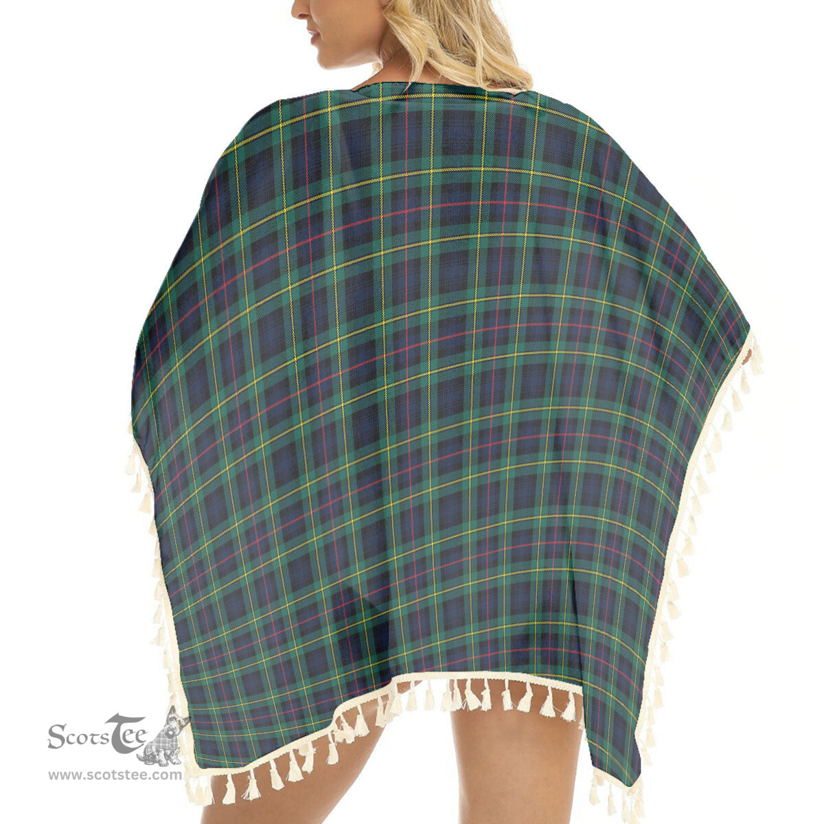 ScotsTee Shop Scottish McLeod of Skye Modern Tartan Square Fringed Shawl
