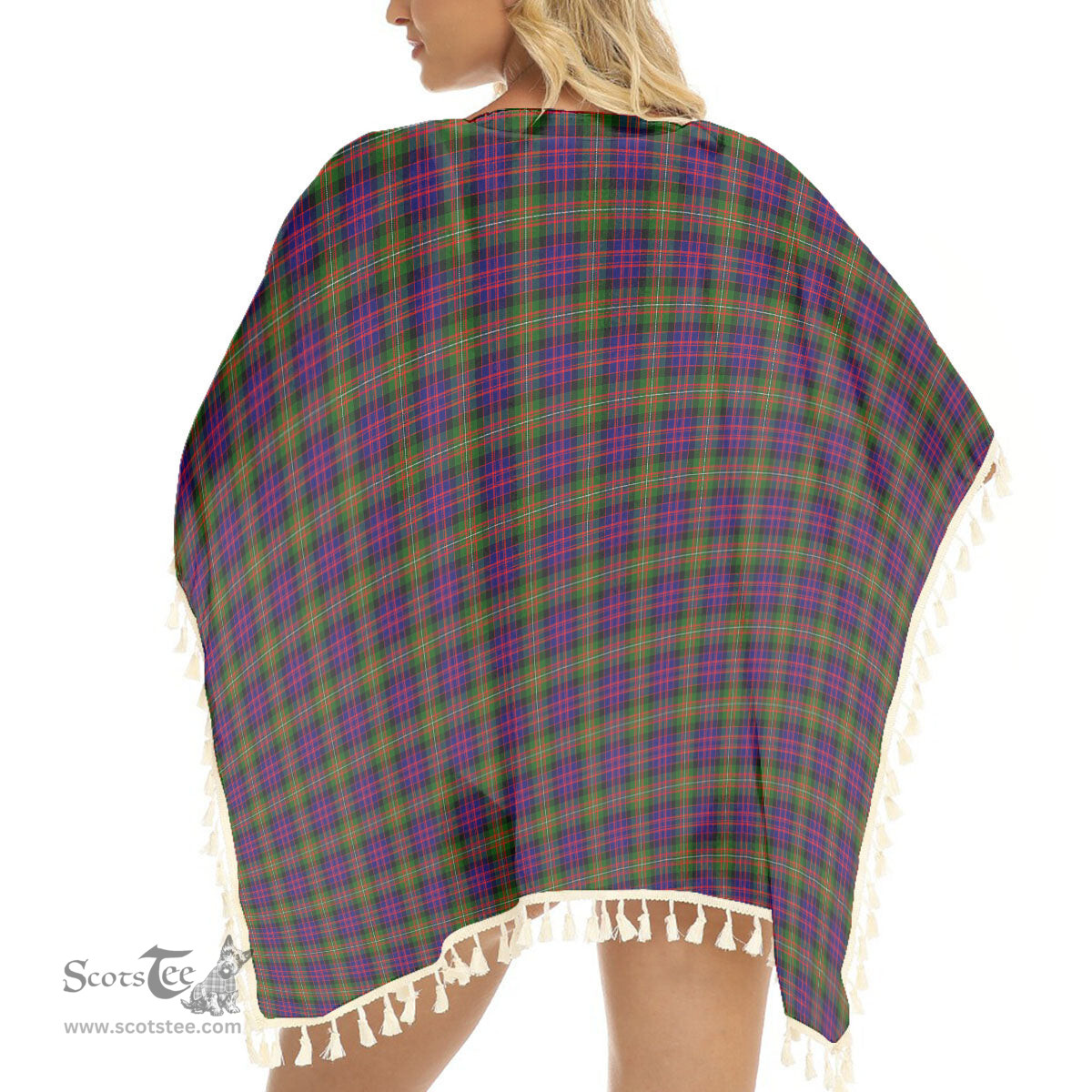 ScotsTee Shop Scottish McDonell Of Glengarry Modern Tartan Square Fringed Shawl