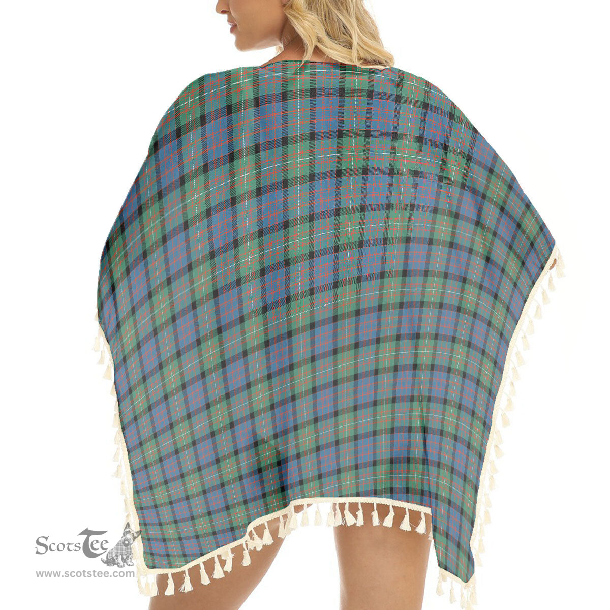 ScotsTee Shop Scottish McDonell Of Glengarry Ancient Tartan Square Fringed Shawl