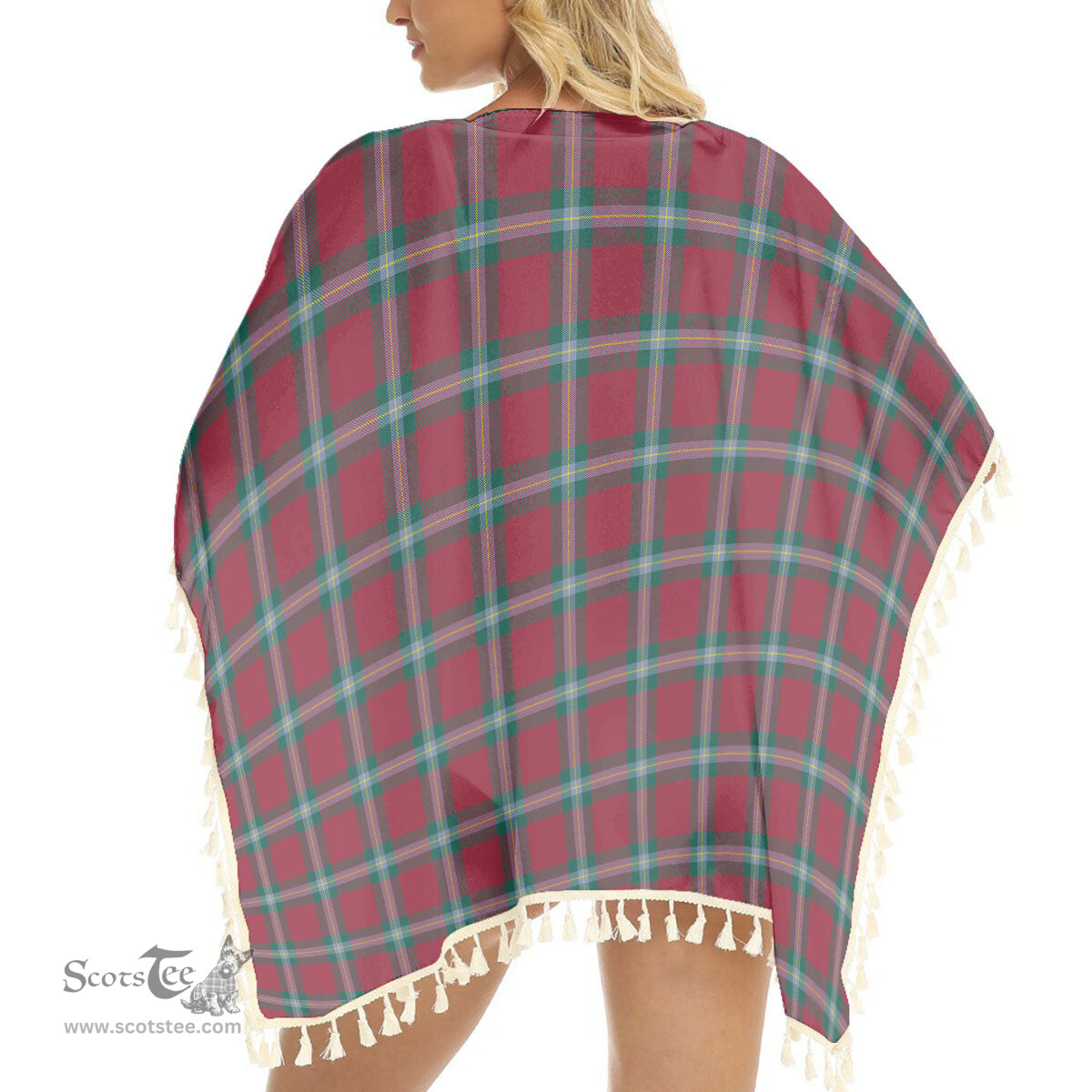 ScotsTee Shop Scottish MacLaine of Loch Buie Modern Tartan Square Fringed Shawl