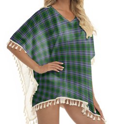 ScotsTee Shop Scottish Wishart Hunting SC Tartan Square Fringed Shawl
