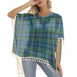 ScotsTee Shop Scottish Stevenson Hunting Red Stripe Tartan Square Fringed Shawl