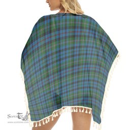 ScotsTee Shop Scottish Stevenson Hunting Red Stripe Tartan Square Fringed Shawl