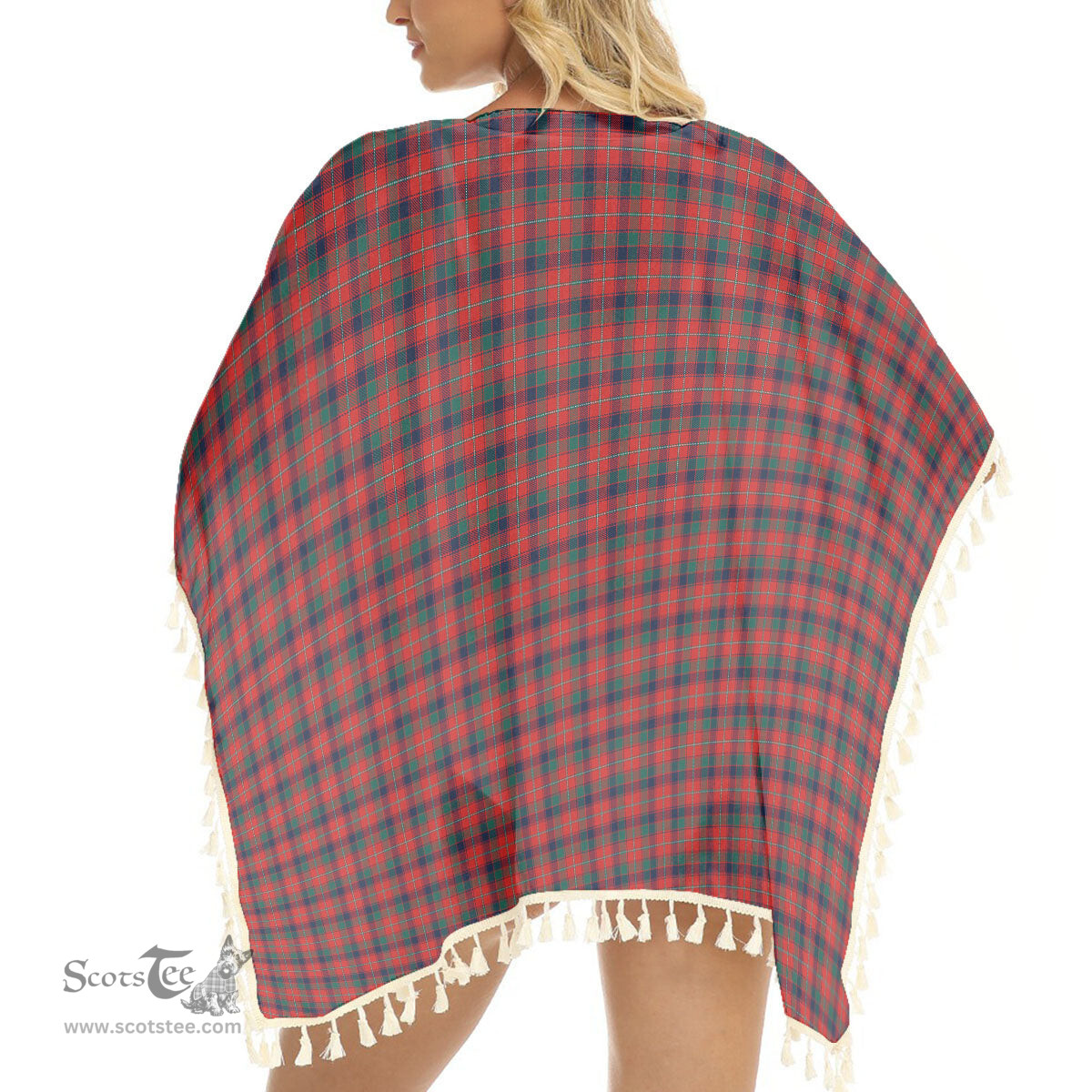 ScotsTee Shop Scottish Robertson White line New Modern Tartan Square Fringed Shawl