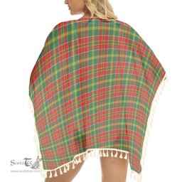 ScotsTee Shop Scottish MacDonald of Kingsburgh Modern Tartan Square Fringed Shawl