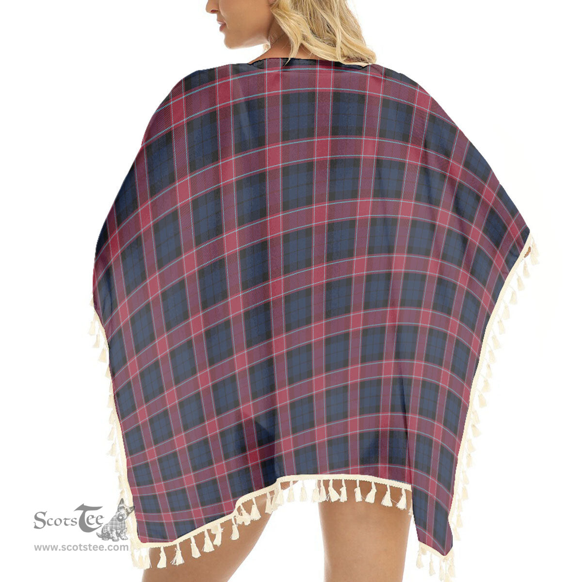 ScotsTee Shop Scottish Graham of Menteith Red Modern Tartan Square Fringed Shawl
