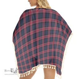 ScotsTee Shop Scottish Graham of Menteith Red Modern Tartan Square Fringed Shawl