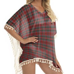 ScotsTee Shop Scottish MacDonald of Lochmaddy Tartan Square Fringed Shawl
