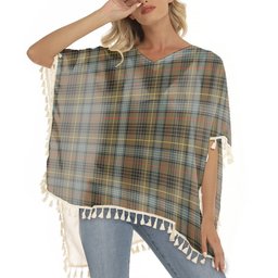 ScotsTee Shop Scottish Stewart Hunting Weathered Tartan Square Fringed Shawl