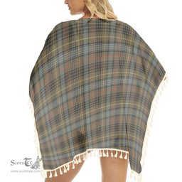 ScotsTee Shop Scottish Stewart Hunting Weathered Tartan Square Fringed Shawl