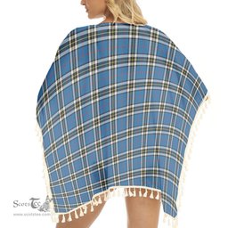 ScotsTee Shop Scottish Thomson Dress Blue Modern Tartan Square Fringed Shawl