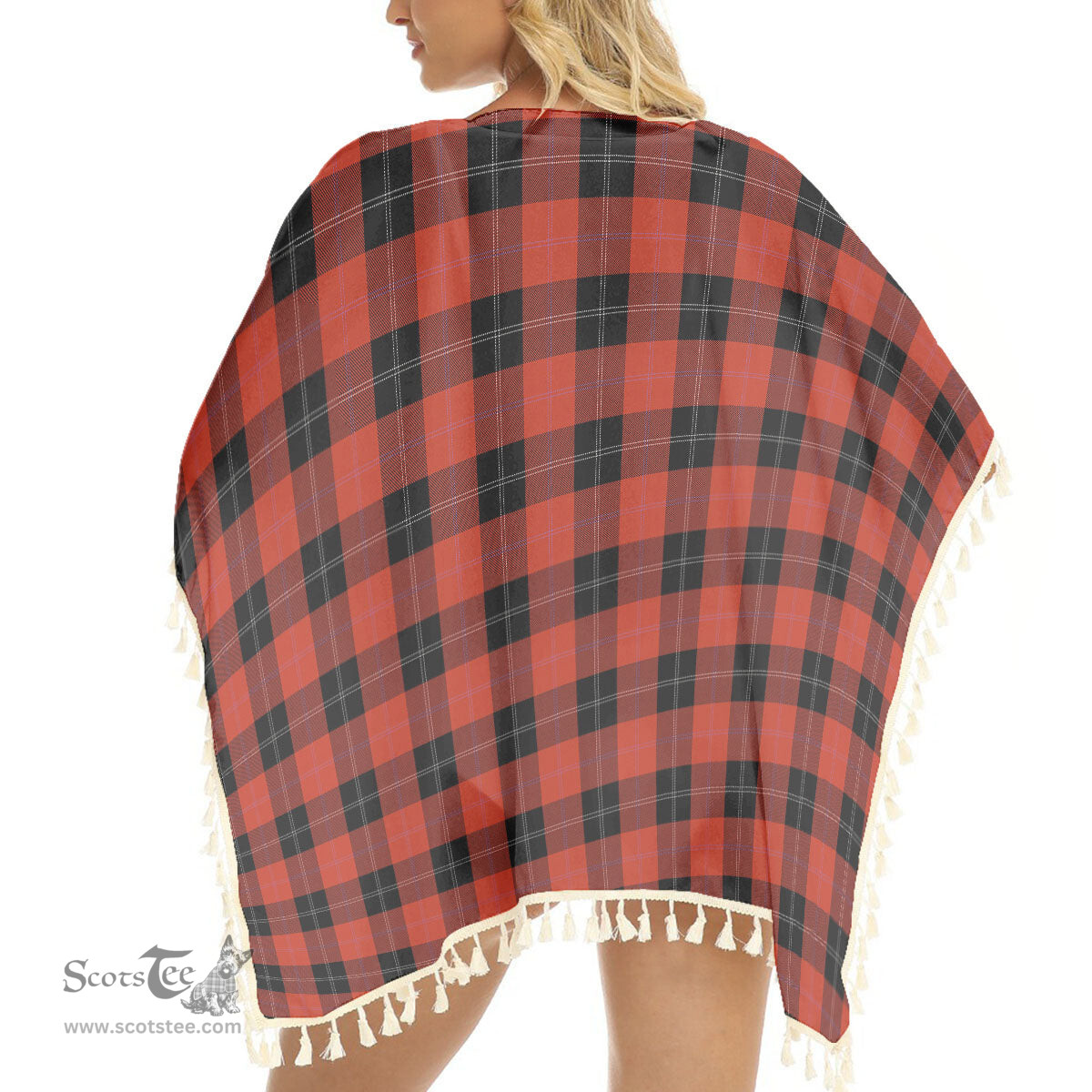 ScotsTee Shop Scottish Ramsay of Dalhousie (Ramsay Red) Ancient Tartan Square Fringed Shawl