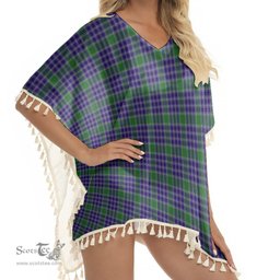 ScotsTee Shop Scottish MacDonald Lord of the Isles Hunting 2 Tartan Square Fringed Shawl