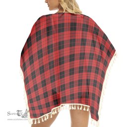 ScotsTee Shop Scottish MacLeod Black and Red Modern Tartan Square Fringed Shawl