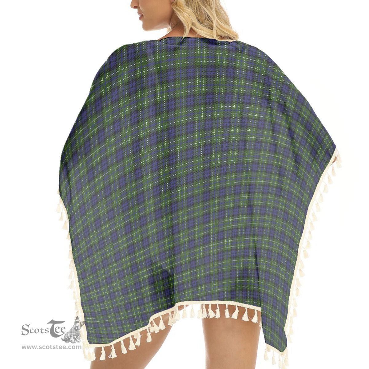 ScotsTee Shop Scottish MacNeil of Colonsay Tartan Square Fringed Shawl