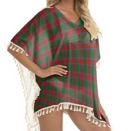 ScotsTee Shop Scottish McPhail Blue Bands Tartan Square Fringed Shawl
