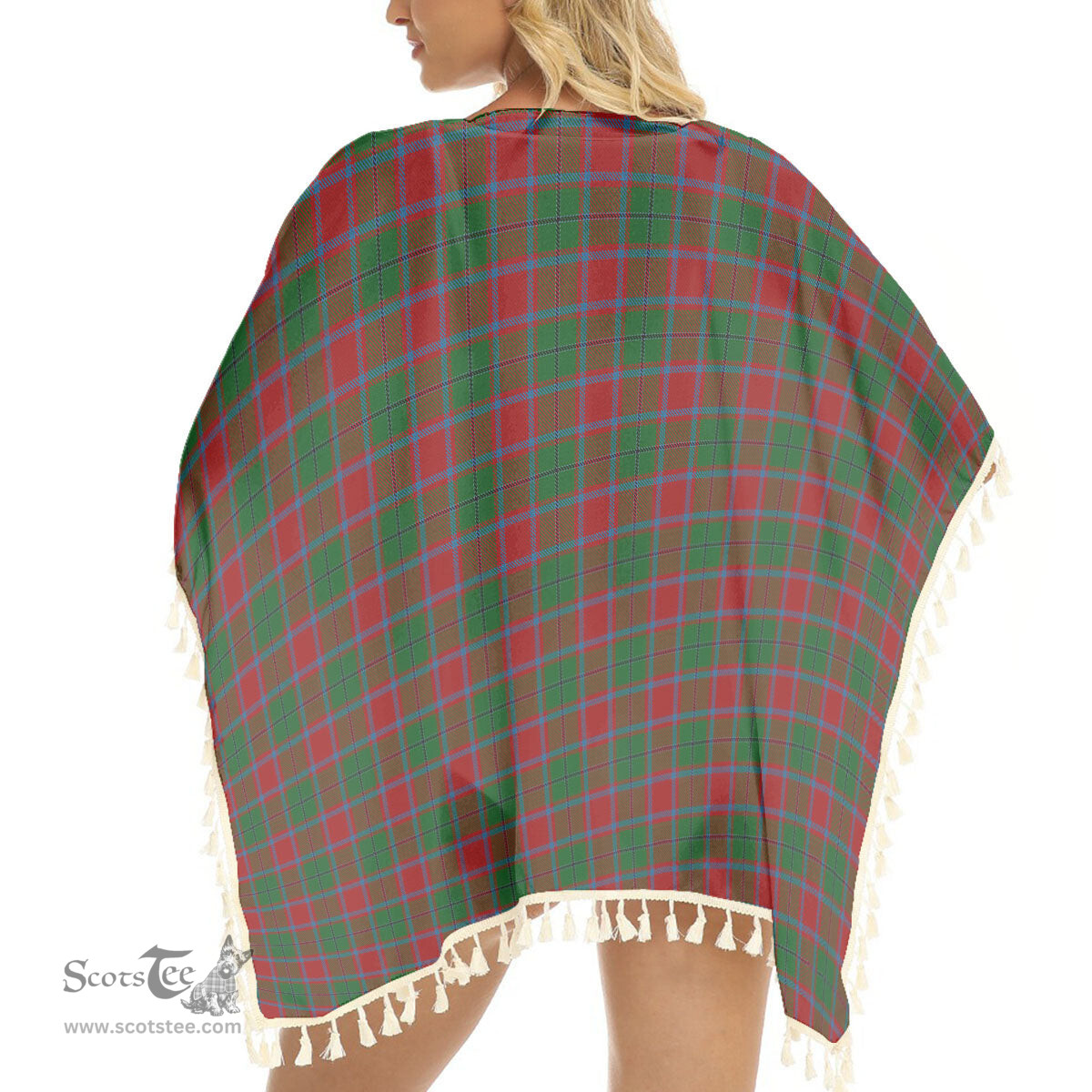 ScotsTee Shop Scottish McPhail Blue Bands Tartan Square Fringed Shawl