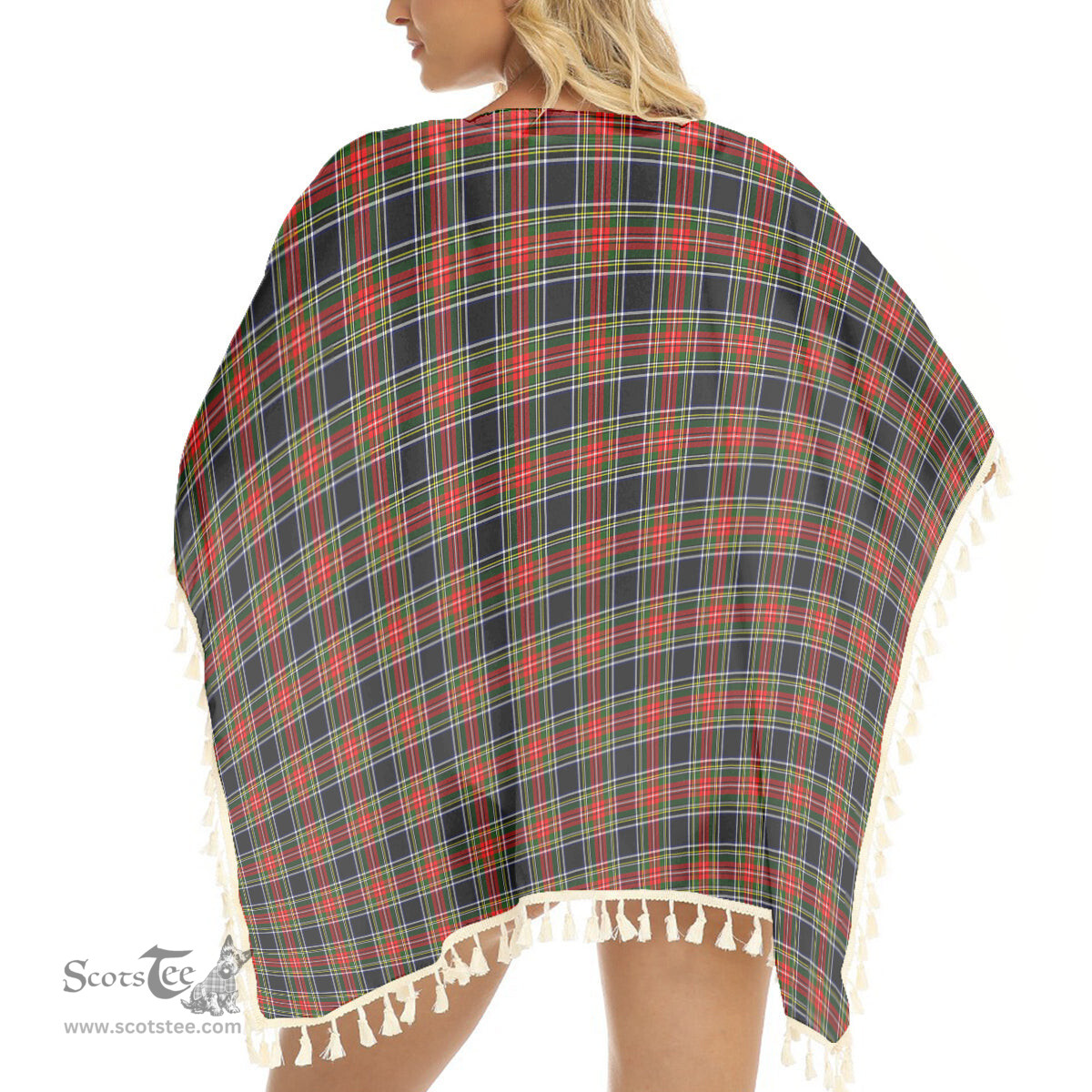 ScotsTee Shop Scottish Stewart High Stewards (Stewart Black) Tartan Square Fringed Shawl