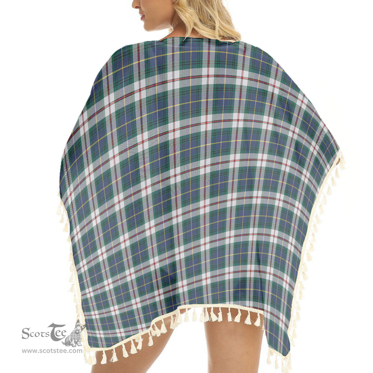 ScotsTee Shop Scottish McLeod Of Californian Modern Tartan Square Fringed Shawl