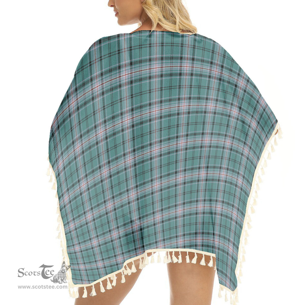 ScotsTee Shop Scottish Kelly of Sleat Hunting Modern Tartan Square Fringed Shawl