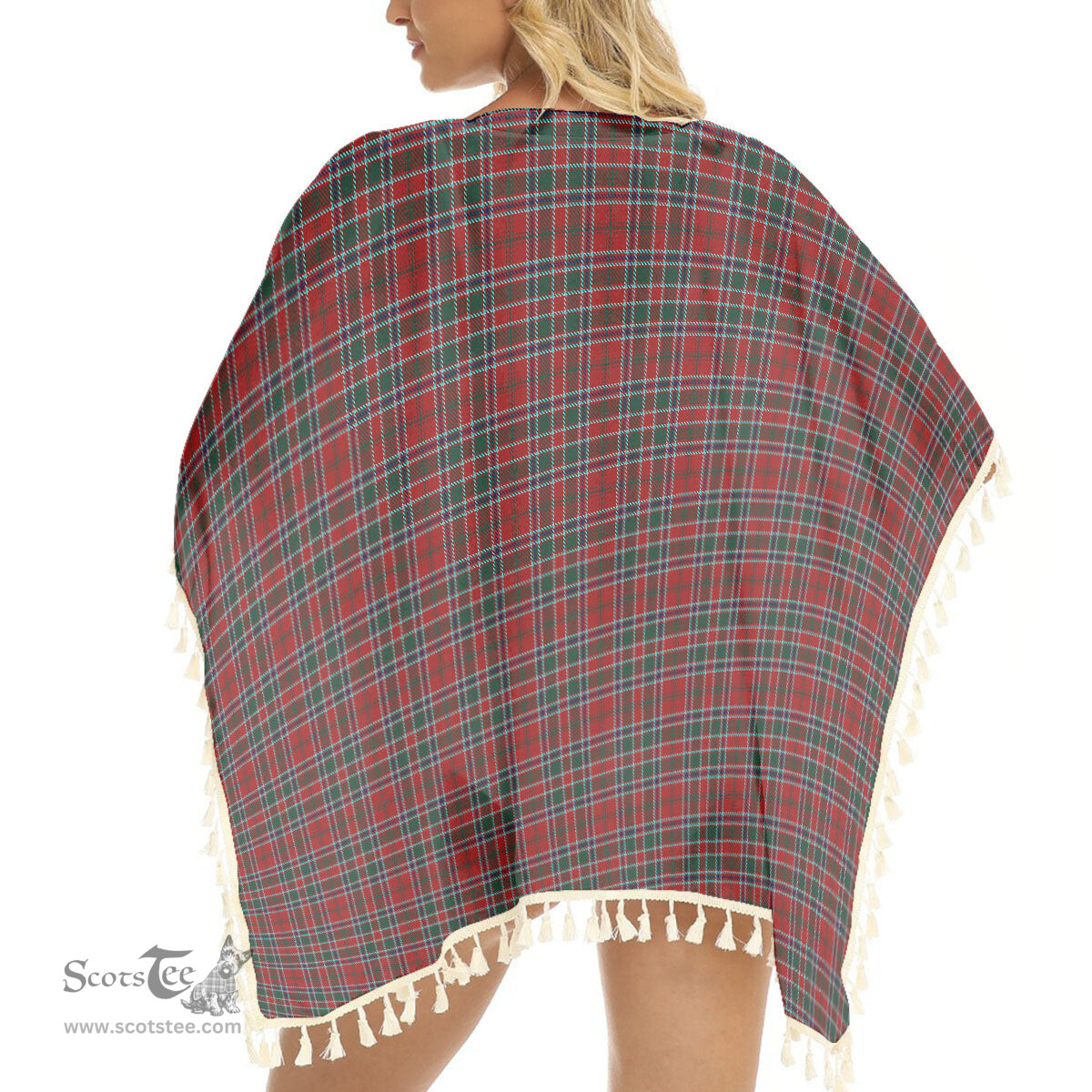 ScotsTee Shop Scottish McDonald of Lochmaddy Tartan Square Fringed Shawl