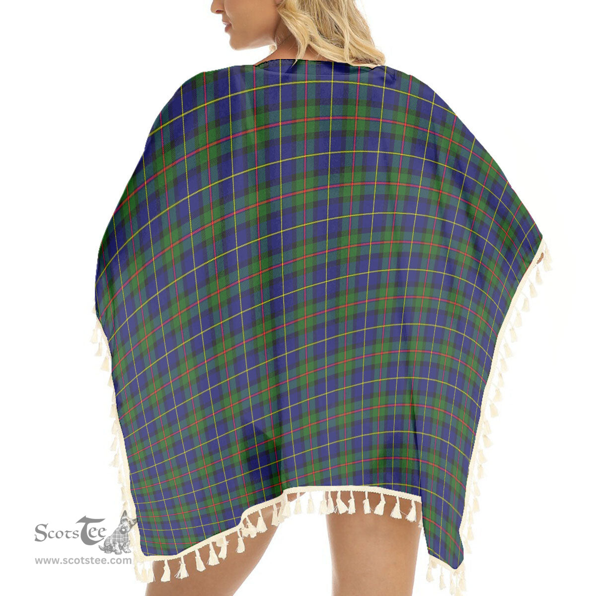 ScotsTee Shop Scottish MacLeod of Harris Modern Tartan Square Fringed Shawl