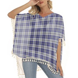 ScotsTee Shop Scottish McPherson Dress Blue Tartan Square Fringed Shawl